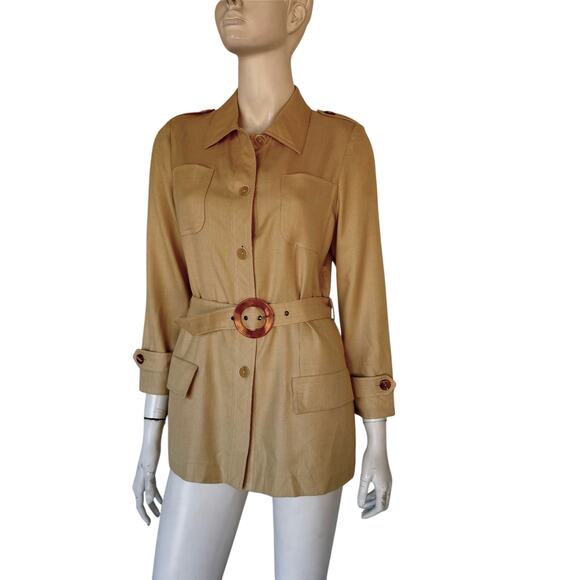 Vintage Valentino Miss V belted safari blouse top size 8 /42 - Picture 5 of 11